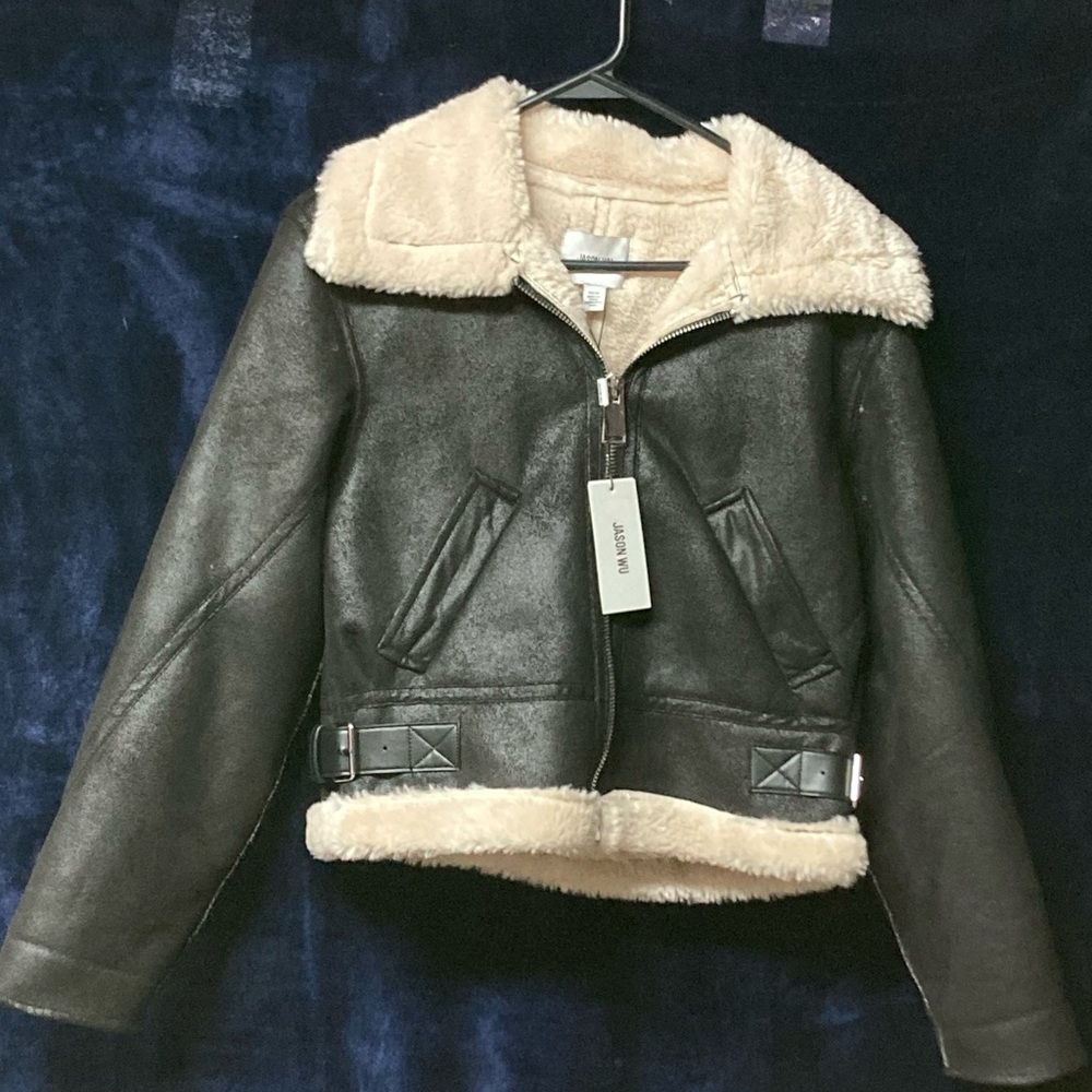 Jason Wu Cream Fur Collar Black Jacket, NWT, size XS